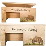 Nagerstore Schildkrötenhaus M Terrarium Schutzhaus mit Motiven, Holzlasur & Aufklappbar