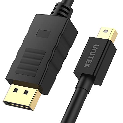 UNITEK DisplayPort auf mini Displayport Kabel, DP 1.2, 3 Meter, Full HD, 2K, 4K, 3D, 3840x2160 und weitere, Verbindungskabel mit vergoldetem Stecker, Schwarz