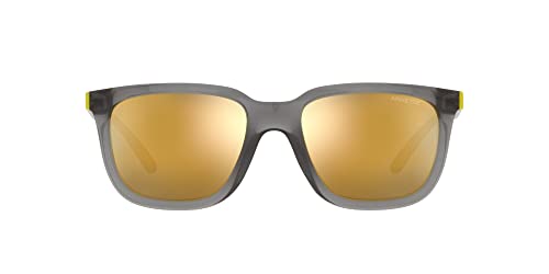 ARNETTE Plaka Herren Sonnenbrille quadratisch An4306, Transparentes Grau/Gelbgold, verspiegelt, 54 mm