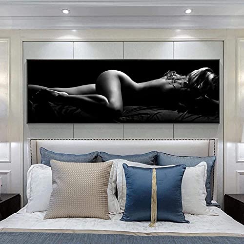 HONGC Moderne Sexy Frauen schlafen auf dem Bett Leinwanddrucke und Poster Wandkunst Gemälde Nackte Körperbilder für Zuhause Schlafzimmer Dekor Gemälde 60x180cm / 23,6"x70.9 Kein Rahmen