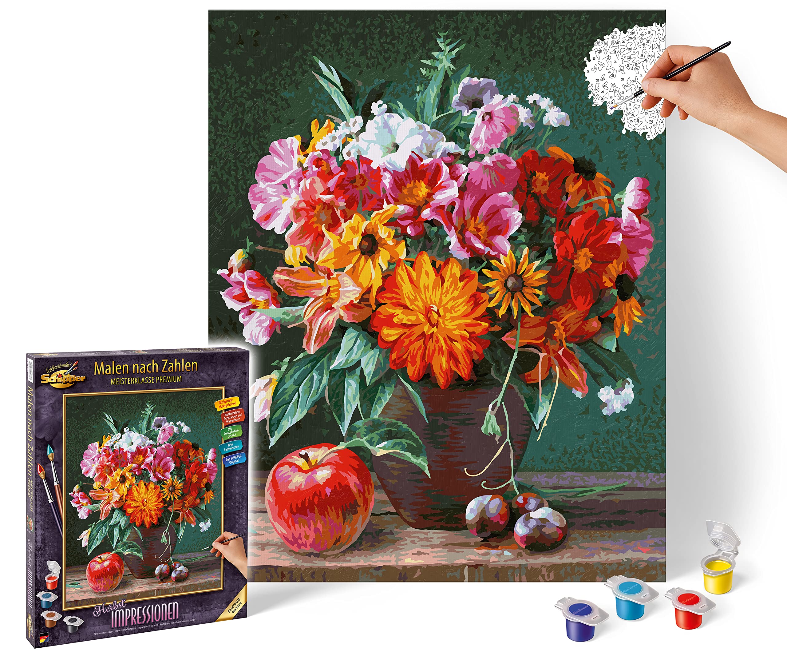 Schipper 609130778 Malen nach Zahlen - Herbstimpressionen - Bilder malen für Erwachsene, inklusive Pinsel und Acrylfarben, 40 x 50 cm, Mehrfarbig