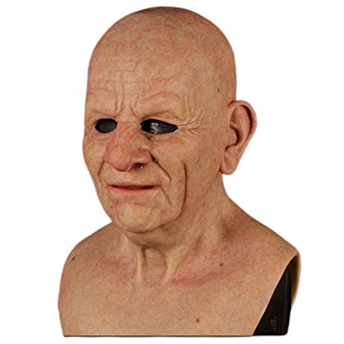 MeiLiu Old Man Mask, Halloween Human Wrinkle Gesichtsbedeckung, Cosplay Kopfbedeckung Requisiten für Maskerade Halloween Party