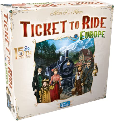 Days of Wonder | Ticket to Ride Europe Brettspiel 15. Jubiläum Deluxe Edition | ab 8 Jahren | Für 2 bis 5 Spieler | Durchschnittliche Spielzeit 30-60 Minuten