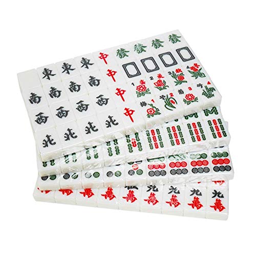 Suuim Mahjong Mah-Jongg-Set mit 144 Fliesen, professionelles chinesisches Mahjong-Set mit Majiang-Matte Mah Jong