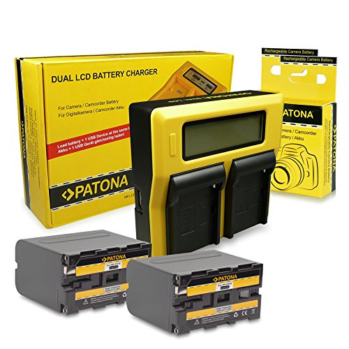 PATONA Dual LCD Akkulader Ladegerät mit 2 Akkus NP-F970 für Sony CCD-TR1 | TR200 | TR3 | TR3000 | TR500 | TR67 | TR716
