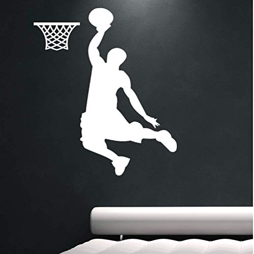 EmmiJules Wandtattoo-Basketball-Spieler Basketballer - mit Namen möglich - Made in Germany - in verschiedenen Farben und Größen - Junge Sport Wandaufkleber Wandsticker (100cm x 75cm, weiß)