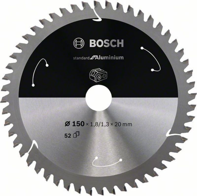 Bosch Akku-Kreissägeblatt Standard for Aluminium, 150 x 1,8/1,3 x 20, 52 Zähne 2608837756