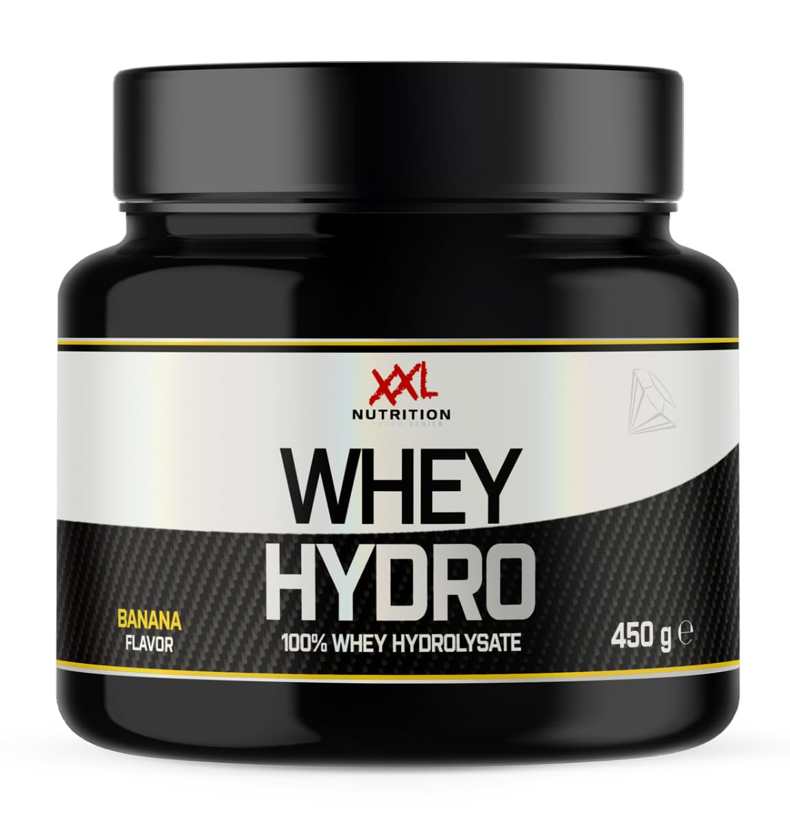 XXL Nutrition - Whey Hydro - Hydrolysiertes Whey Isolat, Eiweiss Pulver, Schneller Aufnahme, 87,5% Eiweißgehalt, Hohem Anteil EAAs & BCAAs - 450 Gramm - Banana