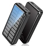 Solar Powerbank 30000mAh, Solar Ladegerät Outdoor mit 2 Ausgängen, [USB-C-Eingänge] Solar Power Bank mit LED-Batterieanzeige Schnellladung Externer Akku für Tablet Smartphone, Alle USB Geräte