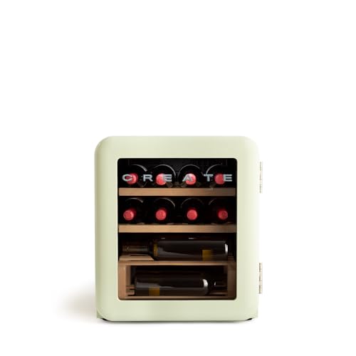 CREATE/WINECOOLER RETRO M/Elektrischer Weinkühler für 12 Flaschen,Pastellgrün/Retro-Vintage-Design,48L,0,75 l Flaschen