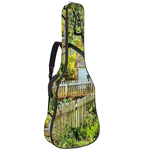 Gitarren-Gigbag, wasserdicht, Reißverschluss, weicher Gitarren-Rucksack, Bassgitarre, Akustik- und klassische Folk-Gitarren-Tasche, Garten-Blumen