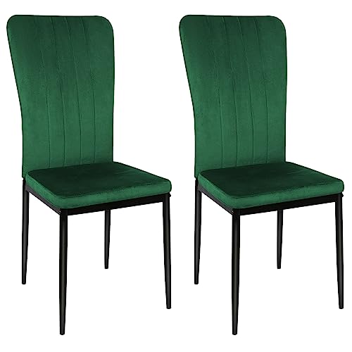 OHMG Set mit 2 Stühlen für Esszimmer, moderne Esszimmerstühle, mit hoher Rückenlehne, Kunstleder, Metallleger, gepolsterter Sitz