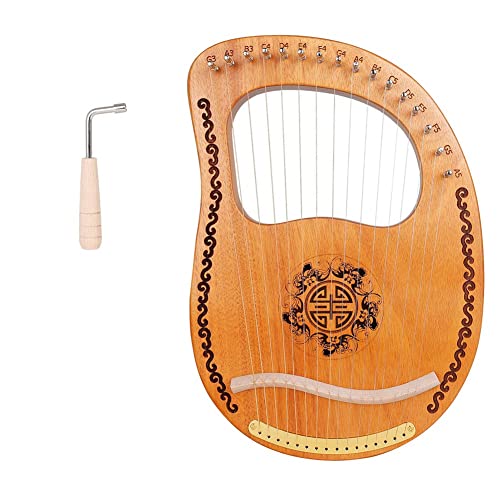 Qtynudy AnfäNger 16-Saitige Leier Kleine Harfe Klein Tragbar Kleines und Leicht zu Erlernendes Massivholzharfen-Nischeninstrument
