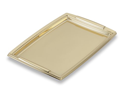 GUILLIN plc3625or Karton Servierboden festliches rechteckig mit Griffen, Kunststoff, Gold, 36 x 25,3 x 1,8 cm