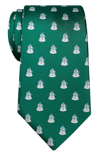 Retreez Herren Gewebte Weihnachten Krawatte Schneemann 8 cm - grün,