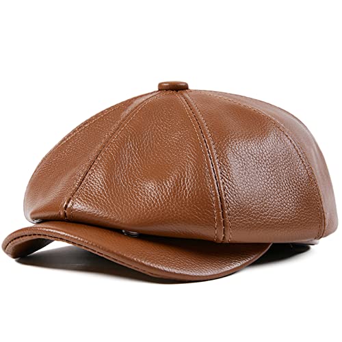 DongBao Schirmmütze Newsboy Flat Cap Barett Cap Herren Schiebermütze Baskenmütze Herren Gatsby Kostüm Accessoires, Leder