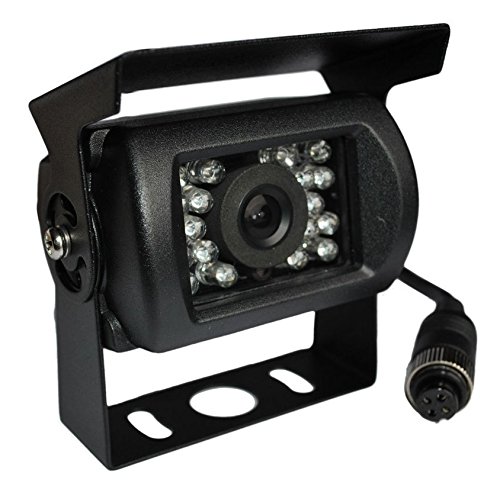 YMPA Rückfahrkamera 4 PIN 4PIN Kamera Farbe Drehbar Nachtsicht IR CCD Metallgehäuse schwarz für Monitor Auto KFZ PKW Wohnmobil Transporter Aufbau RFK-M120-4PIN