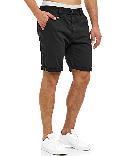 Indicode Herren Cuba Chino Shorts mit 5 Taschen inkl. Gürtel aus 100% Baumwolle | Kurze Hose Regular Fit Bermudas Sommerhose Herrenshorts Short Men Pants Chinohose für Männer New Black XXL