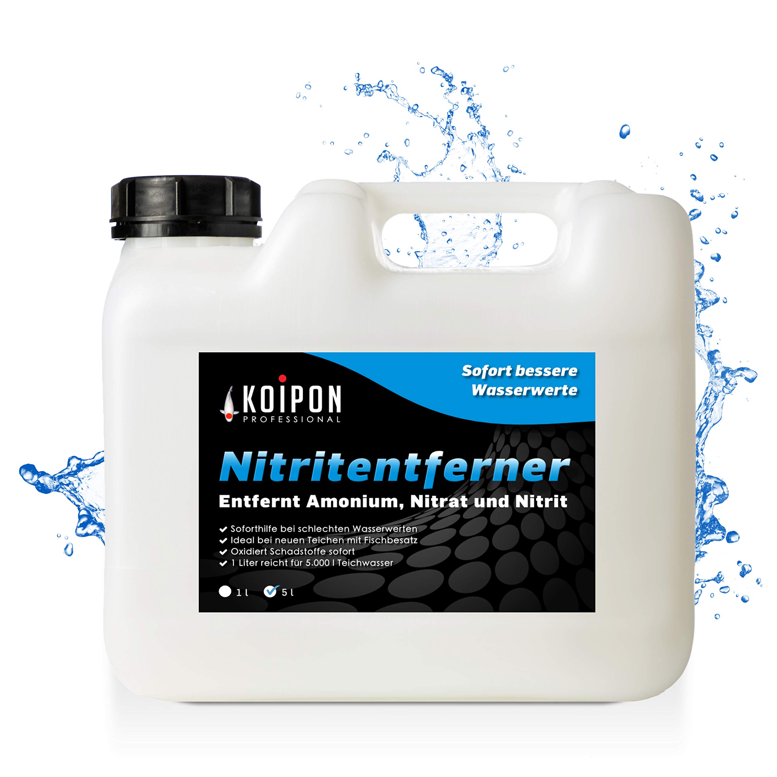 KOIPON Nitritentferner 5L | Entfernt Ammonium, Nitrit und Nitrat | Soforthilfe für bessere Wasserwerte im Gartenteich