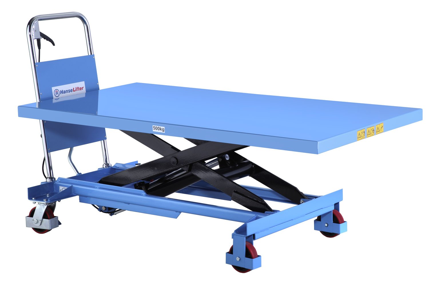 HanseLifter SPB500 mobiler Hubtisch mit großer Plattform und 500kg Tragfähigkeit, Lichtblau
