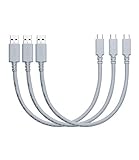 JAVEX [1FT, 3er Pack USB 3.1 Gen2 10 Gpbs Typ C zu A-Kabel, Sicherheit UL-gelistet, Cool Grey