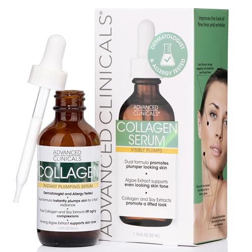 Advanced Clinicals Collagen Instant Plumping Serum for Fine Lines and Wrinkles. 1.75 Fl Oz. by Advanced Clinicals