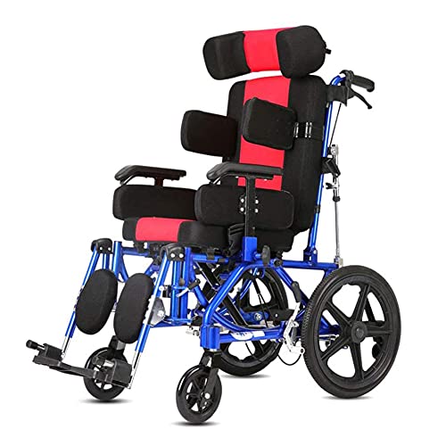 Vollliegender Rollstuhl Aus Aluminiumlegierung Für Kinder/Erwachsene, Manuelle Rollstühle Mit Hoher Rückenlehne, Zusammenklappbarer Roller Mit Kopfstütze Und Beinstütze