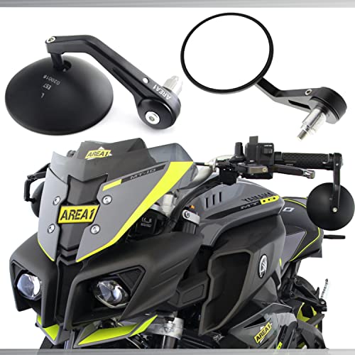 Area1 Motorradspiegel CNC Lenkerenden Motorrad Rückspiegel Set (Rechts+Links) e geprüft. Rund. Auch für Motorroller geeignet
