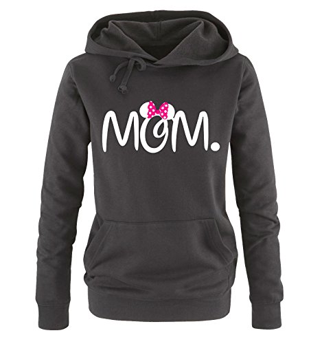 Comedy Shirts - MOM. Minnie - Damen Hoodie - Schwarz / Weiss-Pink Gr. XL