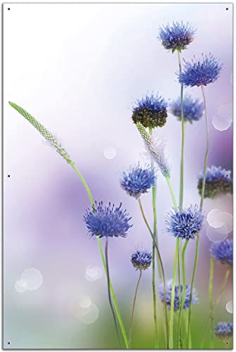 Wallario Garten-Poster Outdoor-Poster - Abstrakte lila Blume in Premiumqualität, Größe: 61 x 91,5 cm, für den Außeneinsatz geeignet