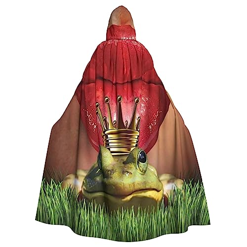 ROOZEE Red Lips Getting Ready To Kiss A Frog Adult Hooded Cape For Halloween Costume | Cosplay, Stage Performance, Theme Party
