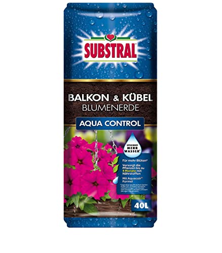 Substral Balkon- & Kübel-Blumenerde Aqua Control, 4 Monate vorgedüngt, speichert doppelt so viel Wasser, 40 L