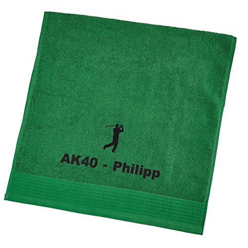 Wolimbo Handtuch - 70x140cm - grün - personalisierbar - Besticktes Duschtuch - weiches Badetuch - Geschenk