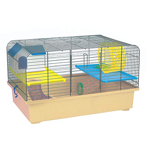 decorwelt Hamsterkäfige Beige Außenmaße 49x32,5x29 Nagerkäfig Hamster Plastik Kleintier Käfig mit Zubehör