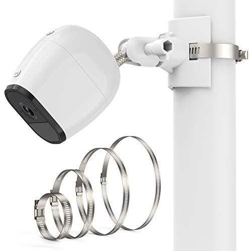 360° Kamera Halterung für Arlo PRO/eufyCam 2C / 2 / E mit 4X Verstellbare Rohrschelle (Ø 1.9-7.8 Zoll) - Außen Innenanwendungen Arlo überwachungskamera Holder Säule Wasserrohr(2Pack)