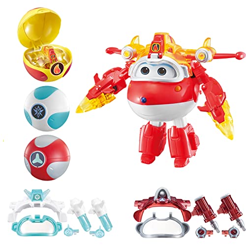 Super Wings S6 5 Zoll Transforming Jett & Ball - Iron Power Robots Verformung zu Flugzeug Action Figuren Anime Kid Toys