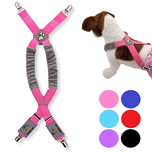 FunnyDogClothes Hunde-Hosenträger für Haustierkleidung, Windeln, Hosen, Röcke, Bauchbänder für kleine, mittelgroße und große Hunde (L/XXL) 11,3 kg – 45,4 kg, Rosa