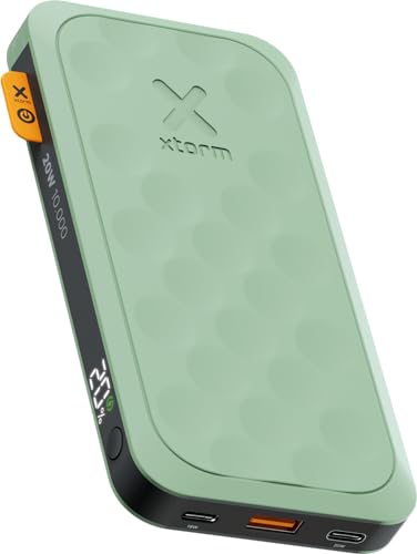 Xtorm Fuel Series 5 20W Powerbank, 10.000mAh, 2 x USB-C / 1 x USB-A, Flugzeugfest, Geeignet für Samsung und iPhone, Sage Green