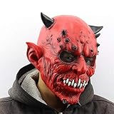 Rcsinway Halloween Kopfbedeckung Yasha Tau Monster Halloween-Geister Christmas Ball Room Escape Terrorgeistkopf Maskensätze (Color : Red)