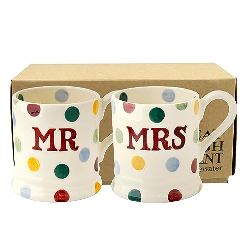 Emma Bridgewater Polka Dot Mr & Mrs Set Of 2 1/2 Pint Mugs