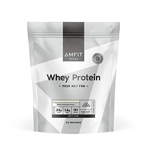 Amazon-Marke: Amfit Nutrition Molkeneiweiß, Weiße Schokolade-Geschmack, 1 kg 33 Portionen (1er Pack)