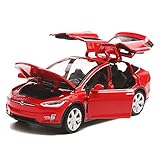 EisEyen Auto-Model für Tesla X 90 1:32 Autolegering mit Ton und Licht auch als Spielzeugauto mit Rückziehfunktion für Kinder Geschenk