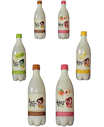 bick.shop® 6x Makgeolli 750ml Korea Alkohol Getränk Sparkling 3-6% Alk. Vol inkl. 0,25€/Flasche EINWEG-Pfand (ges.1,50€) (Mix)