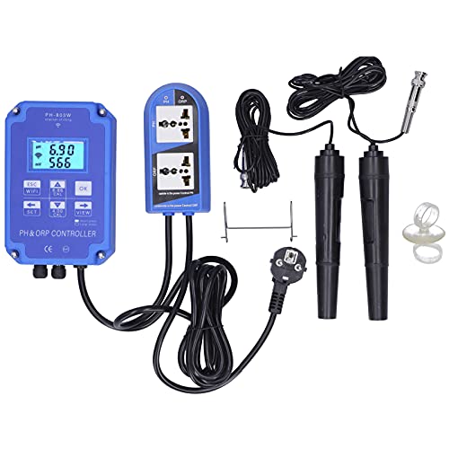 PH-803W 2 in 1 Digitaler PH Redox Controller Säure-Alkali-Controller Wasserqualitäts-Überwachungswerkzeug 14,00pH / 1999mV für Aquarien Hydrokultur(EU Plug220V)