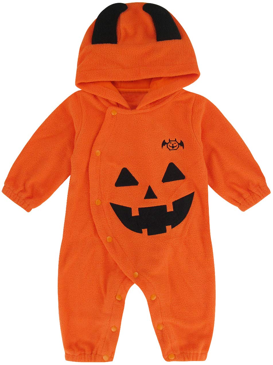 MOMBEBE COSLAND Baby Jungen Kürbis Halloween Kostüm Strampler,Orange (Teufel),12-18 Monate (90)