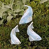 yijian Fisch im Garten, Keramik-Garten-Koi, Garten-Koi-Harz-Handwerk, Koi-Fisch-Statue im Freien, Skulptur für Garten-Rasen-Teich-Verzierung im Freien (3 Pcs Cobalt Blue)
