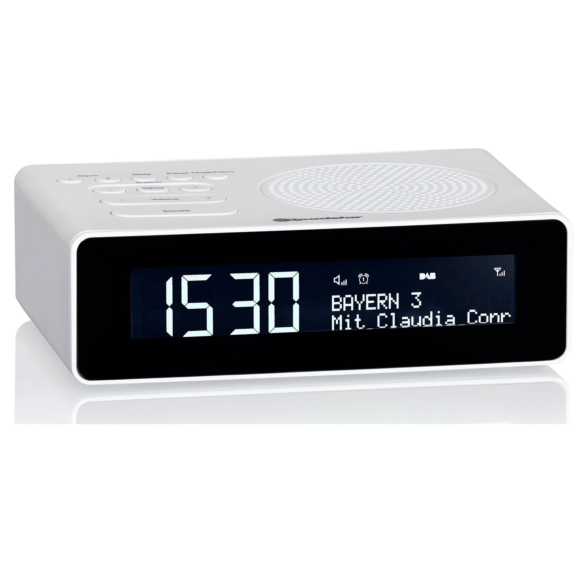 Roadstar CLR-290D+/WH Digitaler Radiowecker DAB/DAB+/FM, 2 Alarme, Großes LCD-Display, USB-Ladegerät, Schlummerfunktion, Weiß