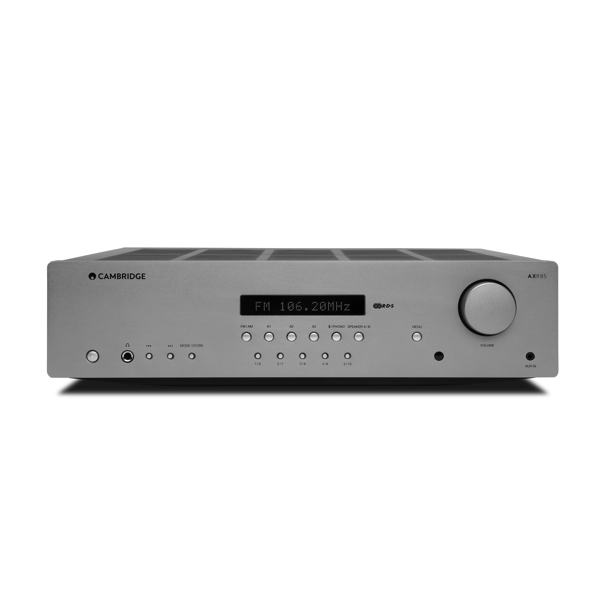 Cambridge Audio AXR85-85 Watt separater HiFi-Stereoreceiver mit integrierter Phonostufe, FM/AM-Radio und Bluetooth 5.0 - Lunar Grey