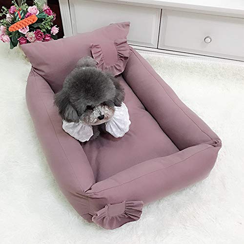 Meiju Hundebett für Katzen und Hunde mit Plüsch, Deluxe Platz Baumwolle Hundesofa Hundematte weichem rutschfest Katzenbett (S,Pink)