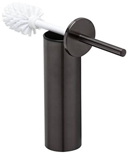 Geesa Nemox Toilettenbürste, WC-Bürstengarnitur aus Edelstahl, Farbe: Schwarz gebürstet, hygienisch Dank integriertem Deckel und herausnehmbaren Kunststoffeinsatz, 82 x 371 x 90 mm